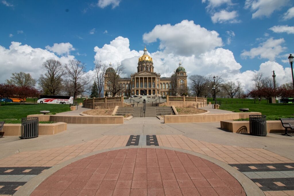 View of the Iowa State Capital from the Peoples Plaza